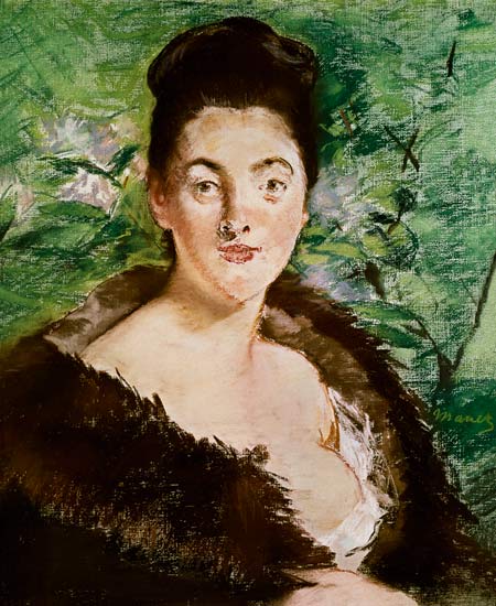 Woman in a fur coat (pastel) a Edouard Manet
