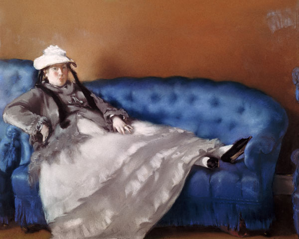 Madame Manet on a Blue Sofa a Edouard Manet