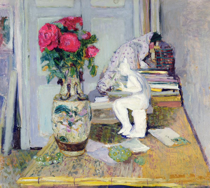 Statuette by Maillol and Red Roses, c.1903-05 (oil on board)  a Edouard Vuillard