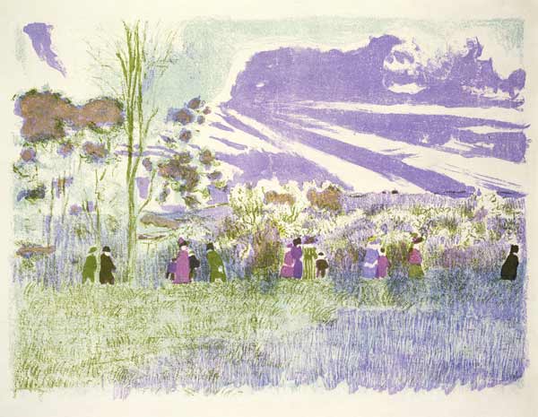 Across the Fields, 1898/99 (colour litho)  a Edouard Vuillard