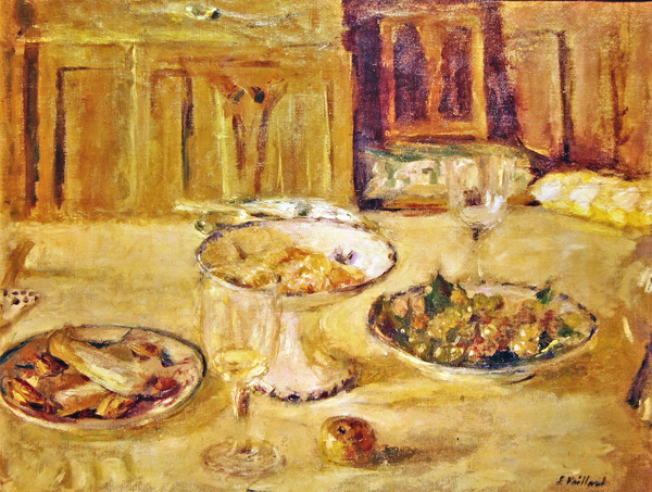 Bowls of fruit and biscuits and wineglass (oil on canvas)  a Edouard Vuillard