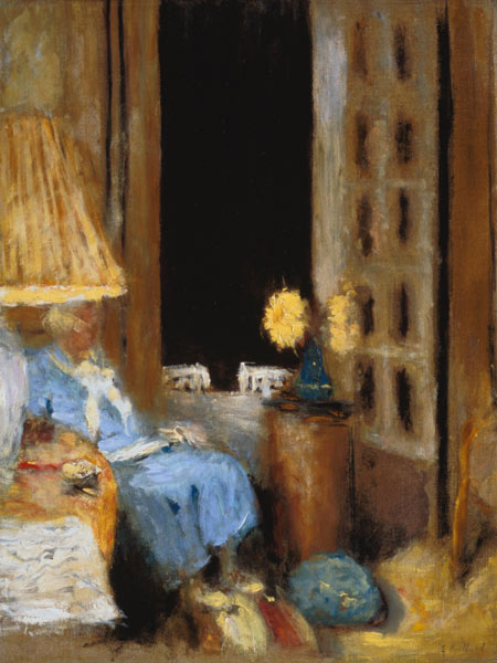Reading, madam's Hessel, in front of the evening window a Edouard Vuillard
