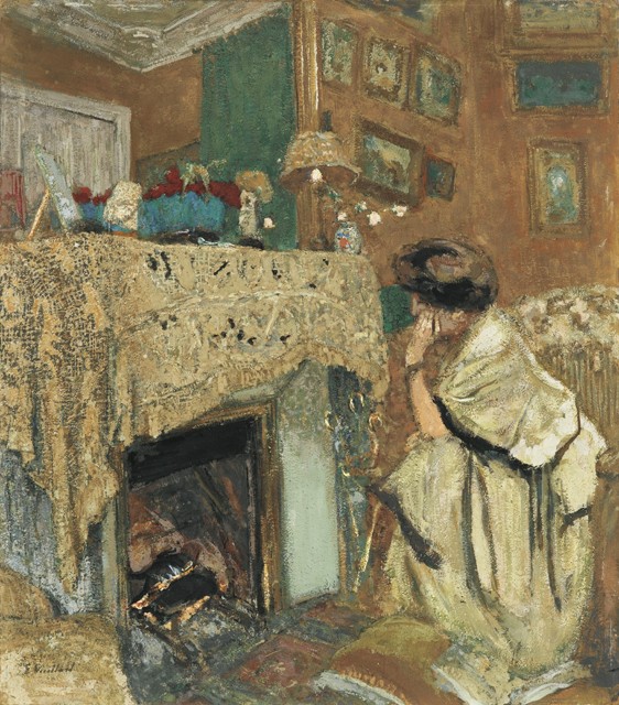 Madame Hessel by the fireplace a Edouard Vuillard