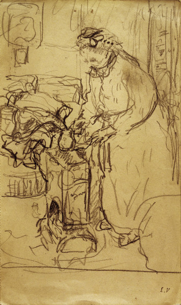 Madame Vuillard devant un poele a a Edouard Vuillard