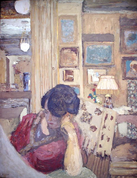 Mme Hessel seated in front of a glassed armoire, 1906 (oil on canvas)  a Edouard Vuillard