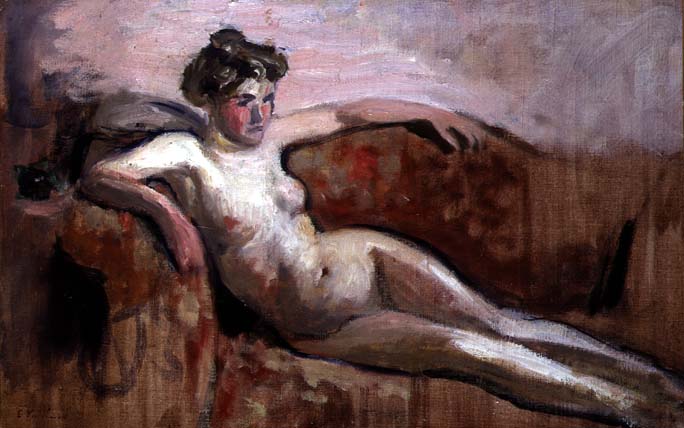Reclining Nude, c.1919-20 (oil on canvas)  a Edouard Vuillard