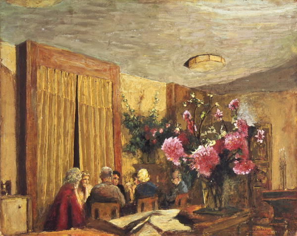 The Card Party, c.1923 (distemper on panel)  a Edouard Vuillard