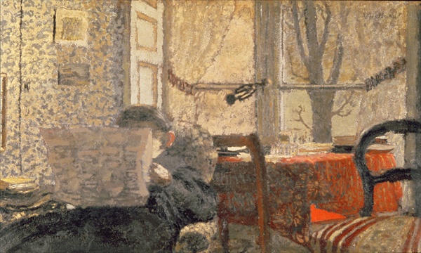 The Newspaper Reader, c.1896-98 (oil on board)  a Edouard Vuillard