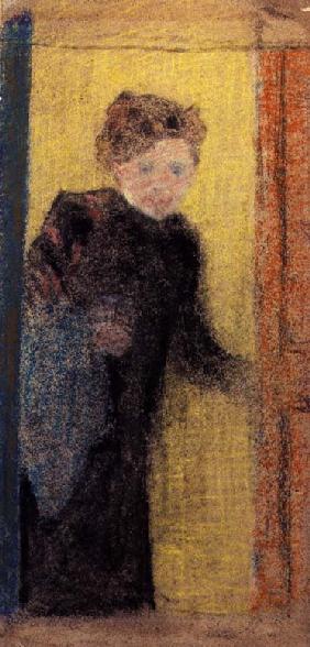 Woman at the Door (pastel on paper) 