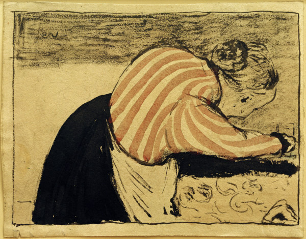 Vieille femme se penchant sur la a Edouard Vuillard