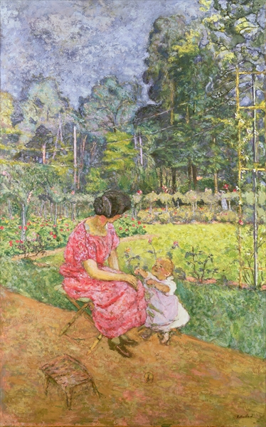 Woman and Child in a Garden  a Edouard Vuillard