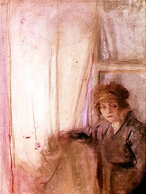 Woman Leaning by a Window (pastel on paper)  a Edouard Vuillard