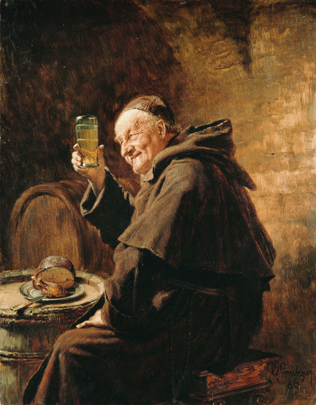 Mönch bei der Weinprobe. a Eduard Grützner