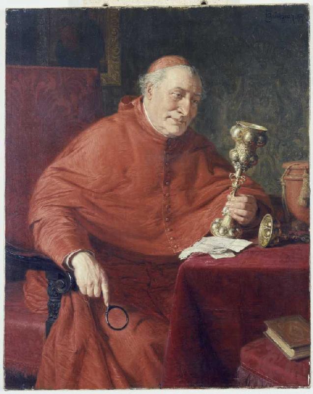 Ein Kardinal betrachtet einen Pokal a Eduard Grützner