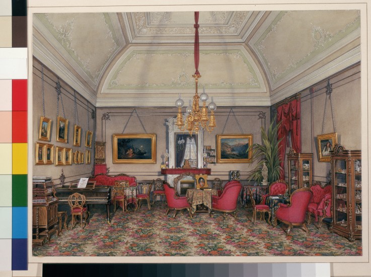 Interiors of the Winter Palace. The Fifth Reserved Apartment. The Drawing-Room of Grand Princess Mar a Eduard Hau