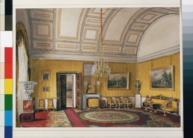 Interiors of the Winter Palace. The First Reserved Apartment. The Yellow Salon of Grand Princess Mar a Eduard Hau