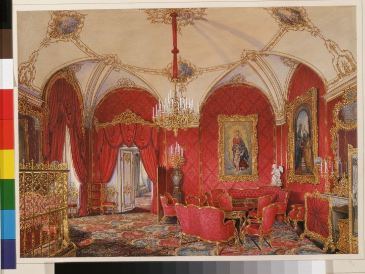 Interiors of the Winter Palace. The Fourth Reserved Apartment. The Corner Room a Eduard Hau