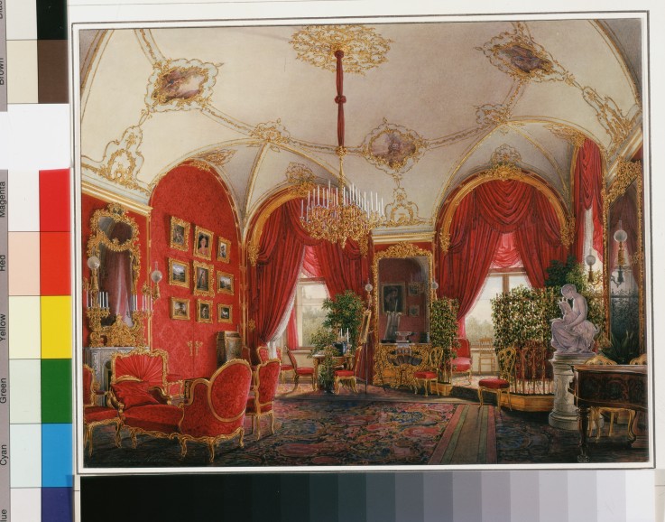 Interiors of the Winter Palace. The Fourth Reserved Apartment. The Corner Room a Eduard Hau