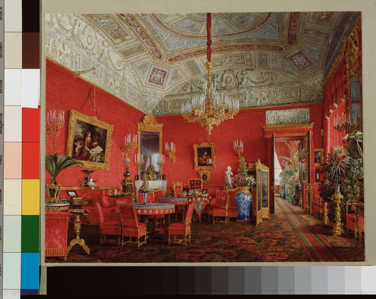 Interiors of the Winter Palace. The Large Drawing Room of Empress Alexandra Fyodorovna a Eduard Hau
