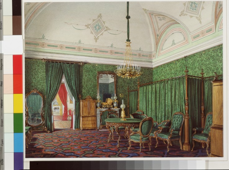 Interiors of the Winter Palace. The Third Reserved Apartment. A Bedroom a Eduard Hau