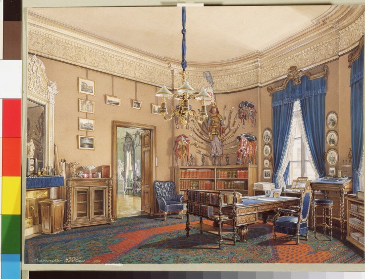 Interiors of the Winter Palace. The Study of Crown Prince Nikolay Aleksandrovich a Eduard Hau