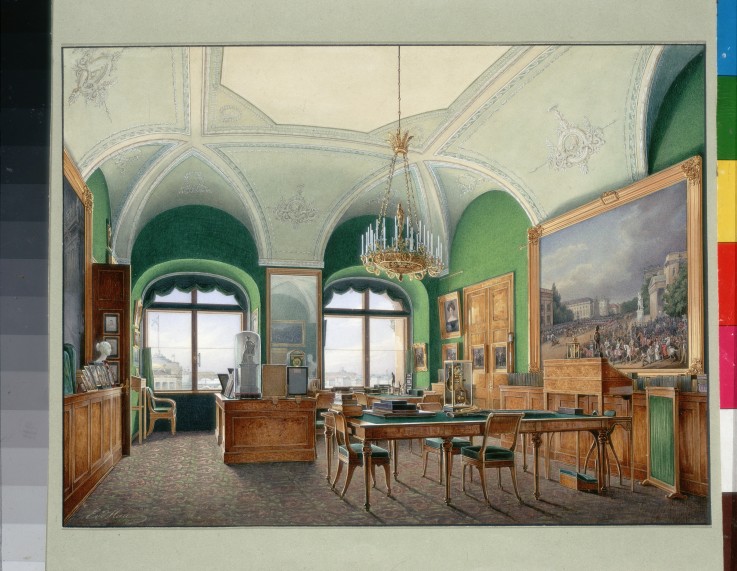 Interiors of the Winter Palace. The Large Study of Emperor Nicholas I a Eduard Hau