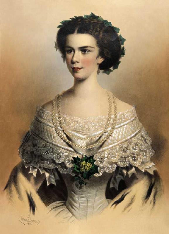 Portrait der jungen Kaiserin Elisabeth von Österreich a Eduard Kaiser