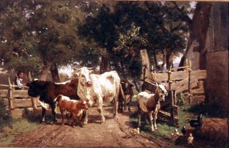 A Farmyard Scene a Eduard Weichberger