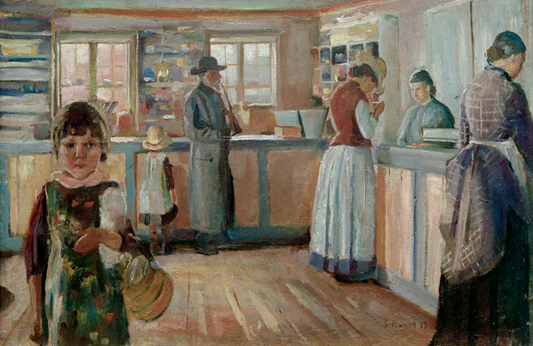 In the Village Shop in Vrengen a Edvard Munch