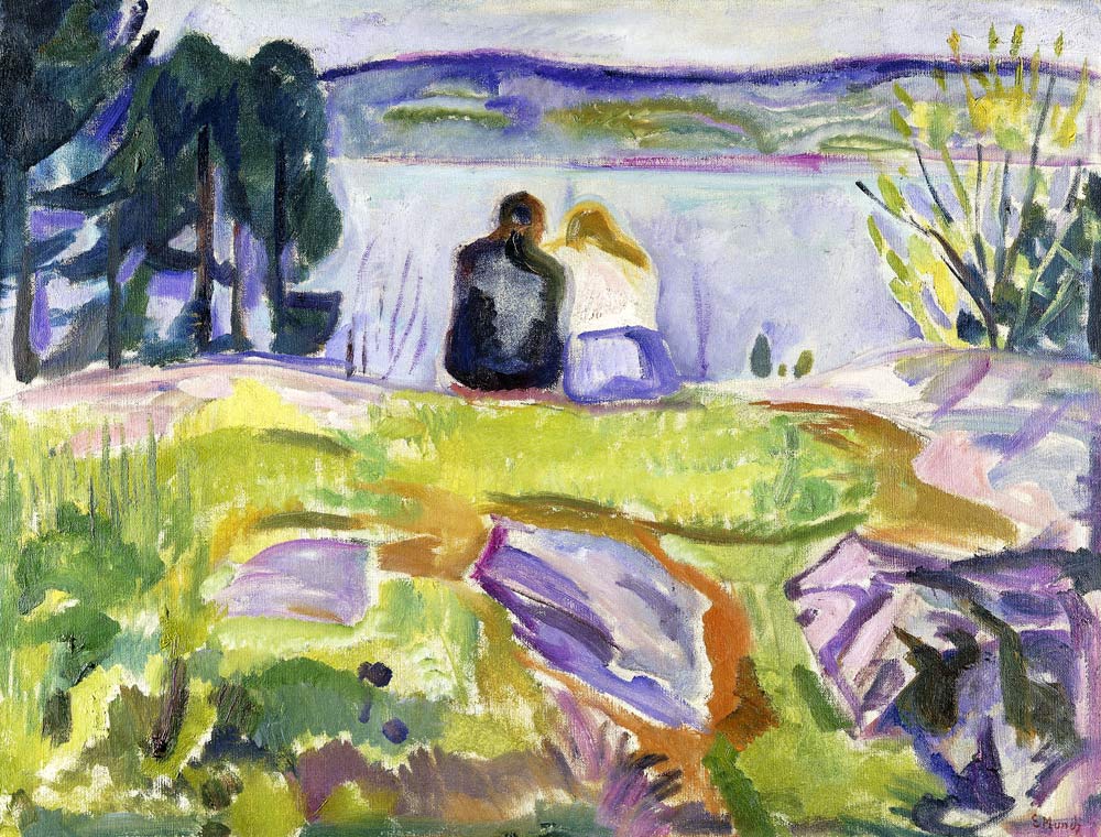 Frühling (Liebespaar am Ufer) a Edvard Munch