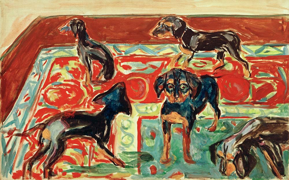 Five Puppies on the Carpet a Edvard Munch