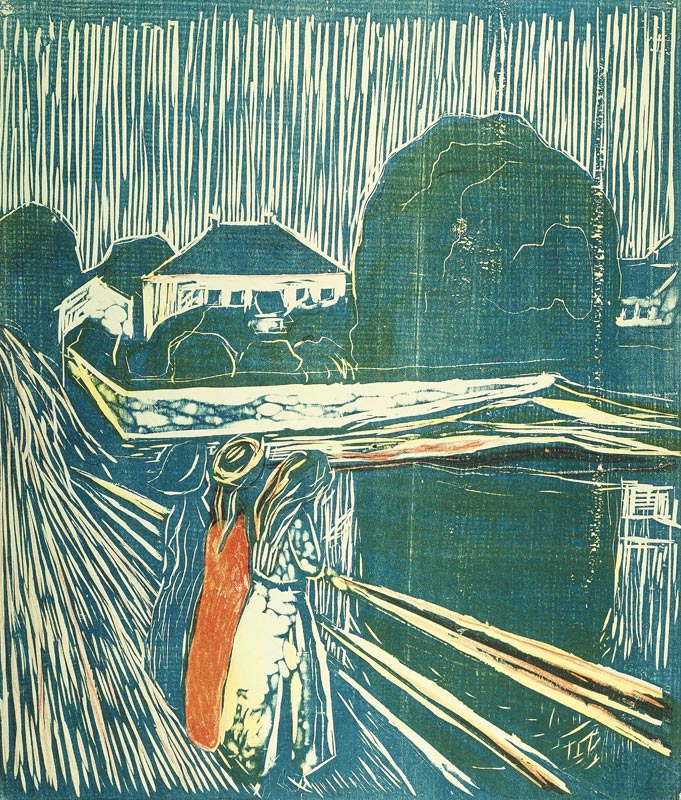 Mädchen auf der Brücke a Edvard Munch