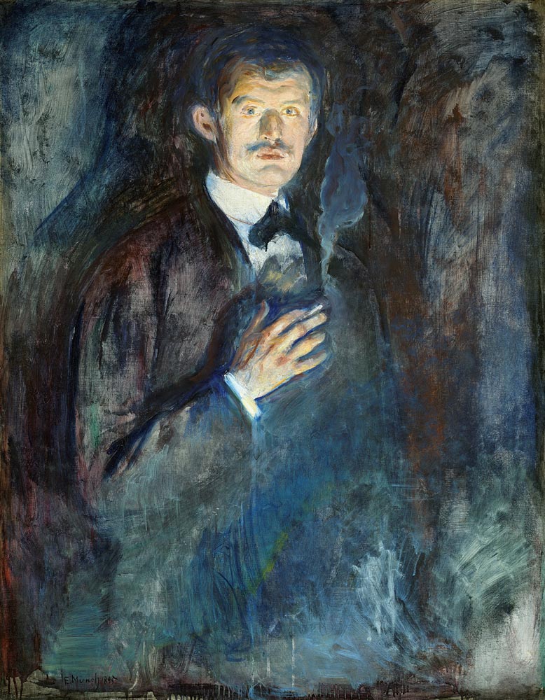 Self portrait with cigarette a Edvard Munch