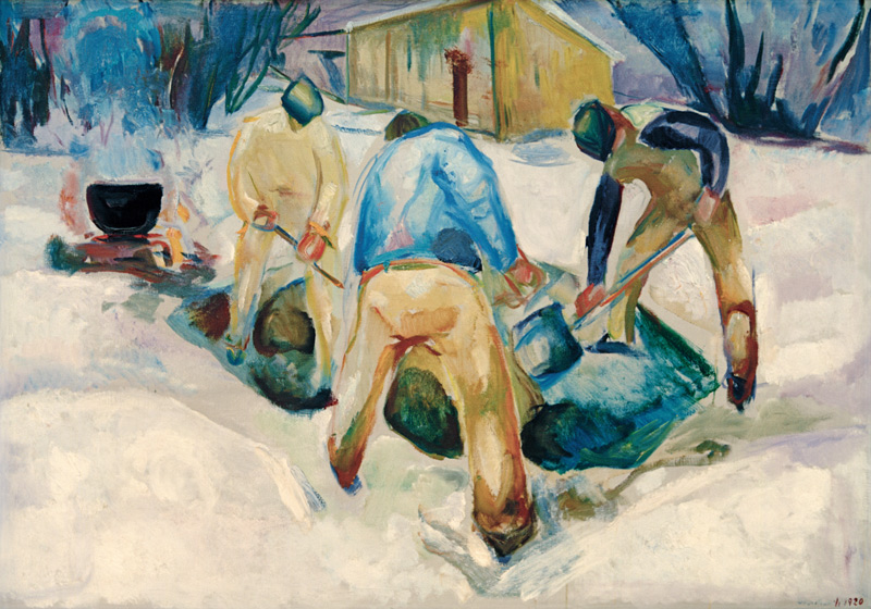 Straßenarbeiter im Schnee a Edvard Munch