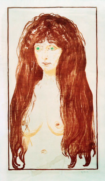 Sin, Female Nude with Red Hair and Green Eyes a Edvard Munch