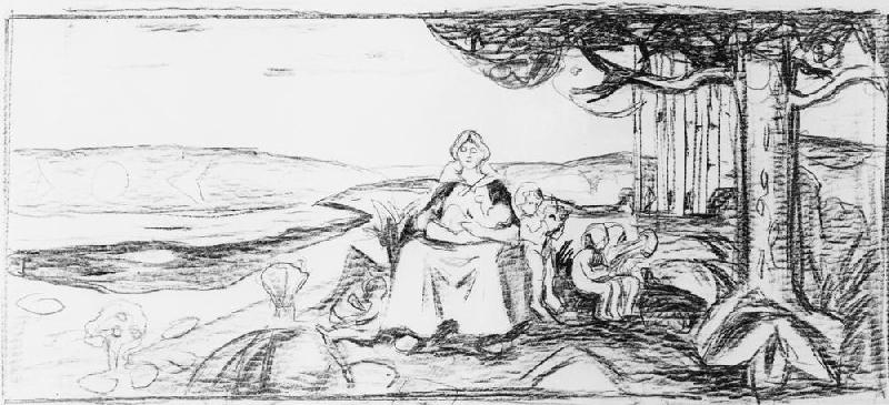 Alma Mater, pencil drawing a Edvard Munch