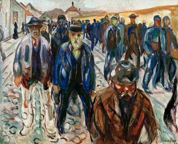 Workers on the way home a Edvard Munch