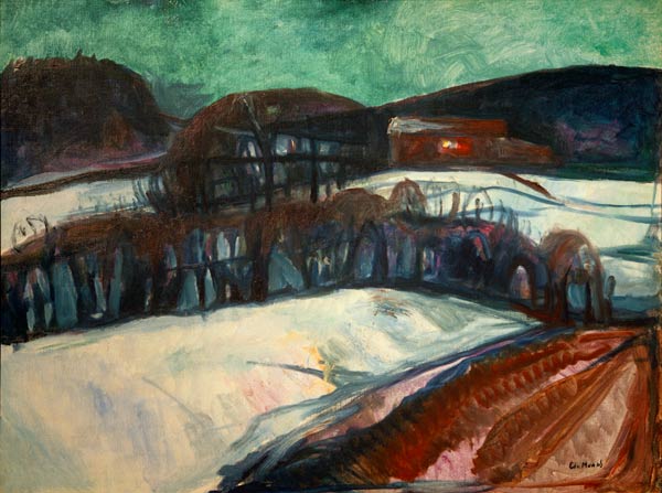 Das rote Haus im Schnee (Nächtliche Schneelandschaft) a Edvard Munch