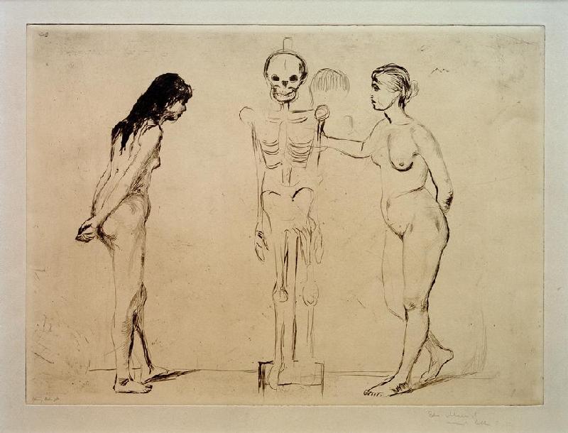 The Women and the Skeleton a Edvard Munch