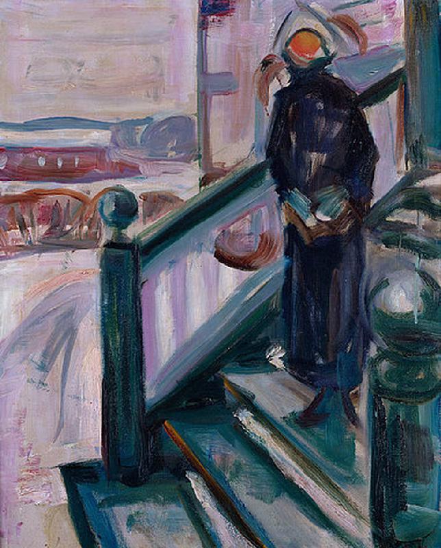 Frau auf einer Veranda. a Edvard Munch