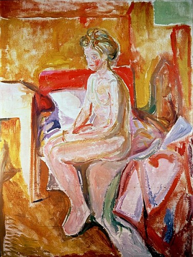 Girl seated on the edge of her bed  a Edvard Munch