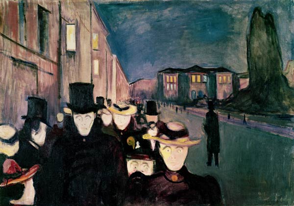 Spring Evening on Karl Johann Street a Edvard Munch