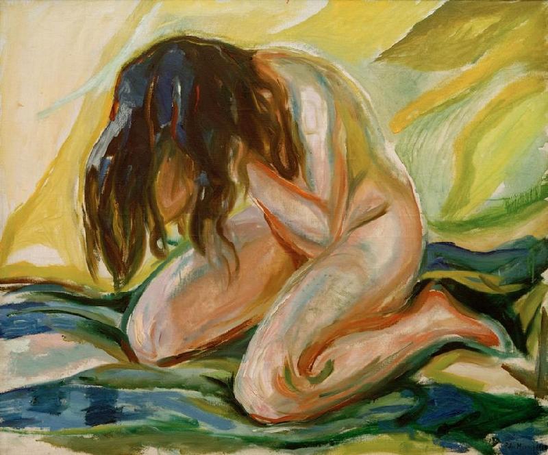 Female nude kneeling a Edvard Munch