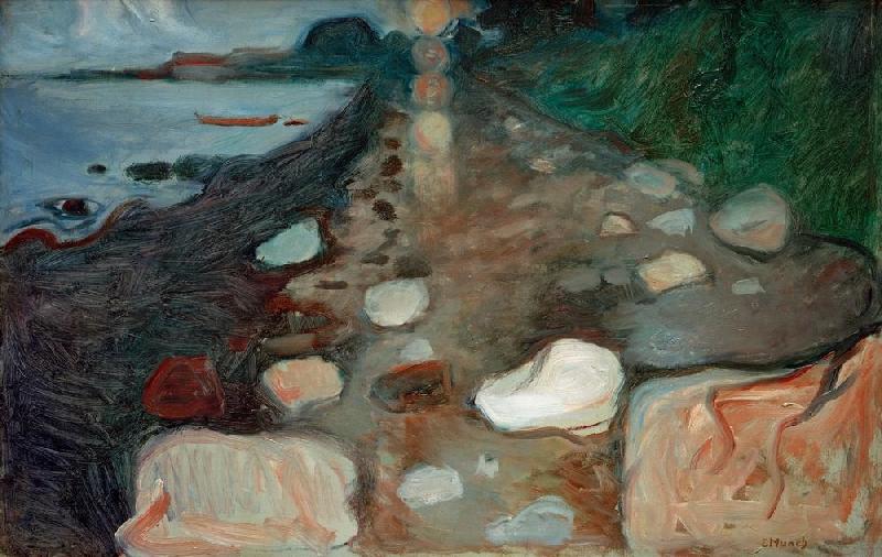 Moonlight on the beach a Edvard Munch