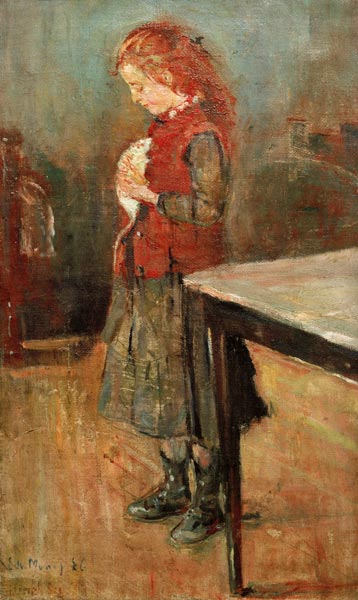 Red-haired girl with white rat a Edvard Munch