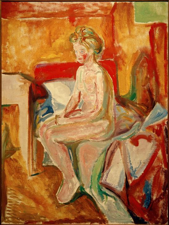 Nude Sitting on the Edge of the Bed a Edvard Munch