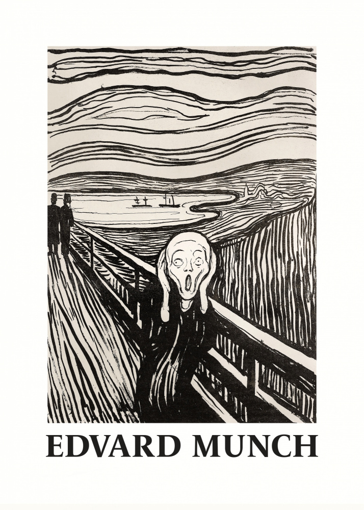 Skriet- The Scream - Monochrome Version a Edvard Munch
