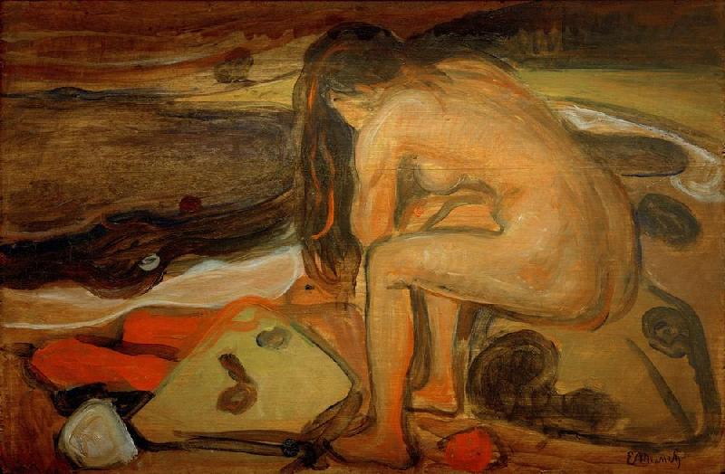Female nude on the beach a Edvard Munch