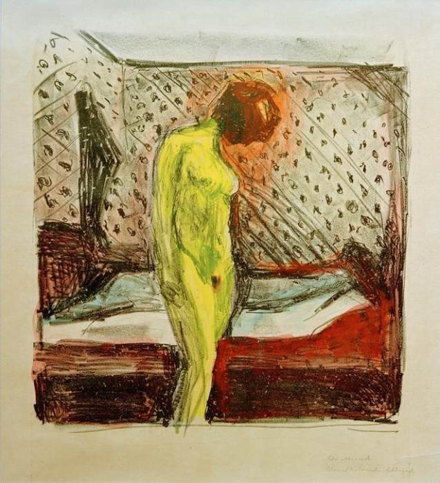 Weinende junge Frau am Bett a Edvard Munch