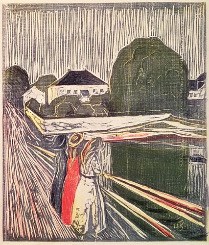 Young Girls on a Bridge a Edvard Munch